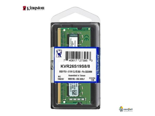 Memoria RAM para portatil KVR Kingston DDR4 2666MHz CL19 8GB SODIMM 1Rx16