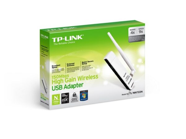 Adaptador de Red TPLINK USB N150Mbps, 2.4 Ghz, 1 Antena externa desmontable.