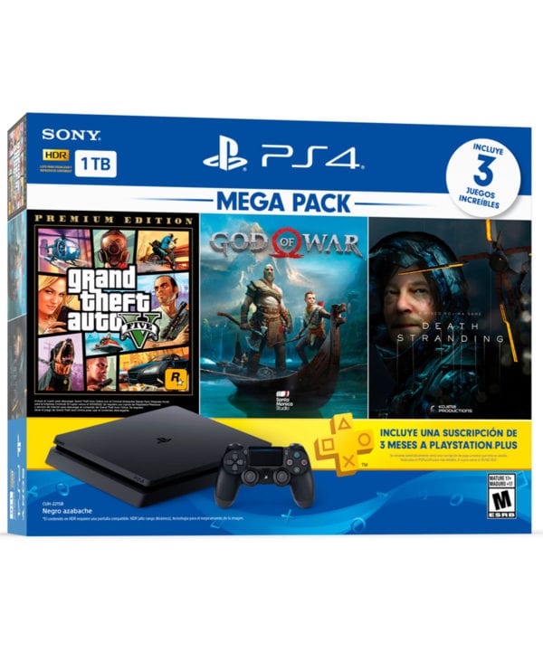 Combo Consola Play Station PS4 Mega Pack DD 1TB, 3 video juegos Grand Theft...