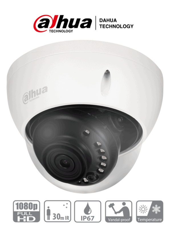 Camara Dahua Domo,2MP, Lente fijo 2,8mm, 4en1 (CVI/TVI/AHD/CVBS), metal,...