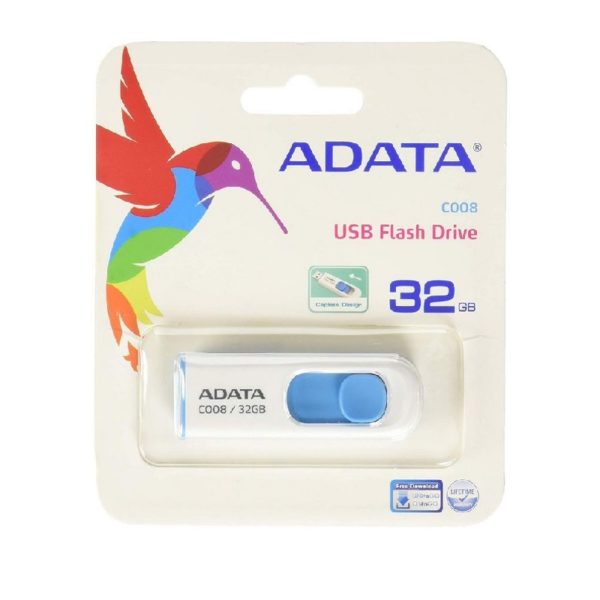 MEMORIA ADATA  USB 2.0 C008  RETRACTIL 32GB BLANCA