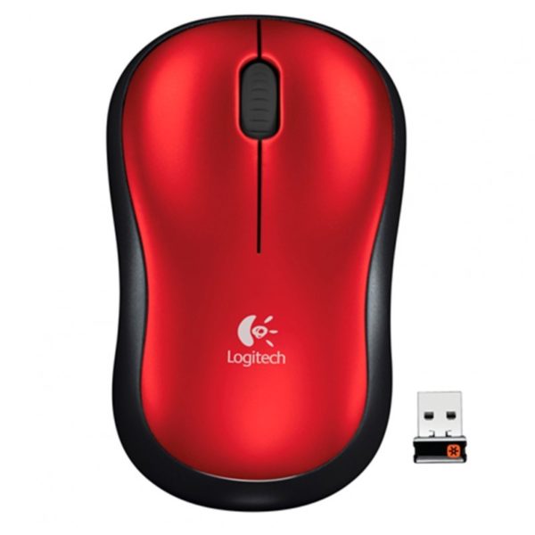 MOUSE M185 Logitech Inalámbrico Receptor USB Compatible Win-Mac Duración Batería Hasta 12 Meses Garantía 3Años-ROJO