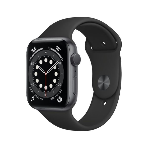 Apple Watch Series 6 GPS, 44mm Space Gray Aluminium Case with Black Sport Band