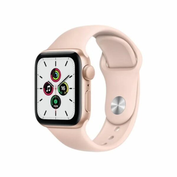 Apple Watch SE GPS, 40mm Gold Aluminium Case with Pink Sand Sport Band