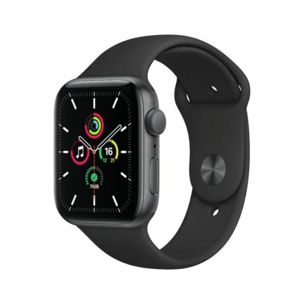 Apple Watch SE GPS, 44mm Space Gray Aluminium Case with Black Sport Band