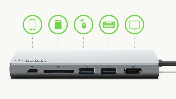 Estacion de conexión Belkin USB-C.  Hub adaptador de multiples puertos 6 en 1 - Imagen 4