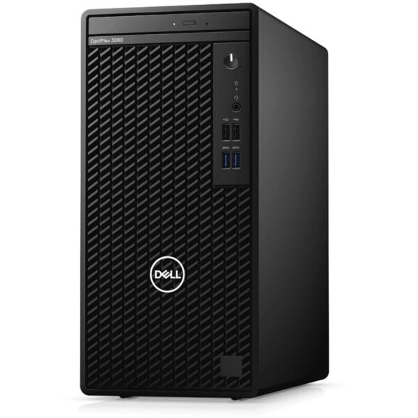 PC Dell OptiPlex 3080 SFF, Intel Core i5-10505 de décima generación (6 núcleos, caché de 12 MB, 3,2 GHz a 4,6 GHz, 65 W), 8GB, 1x8GB, memoria DDR4 no ECC, SSD PCIe C35 M.2 de 256 GB (2230), Unidad de disco óptico de 8x DVD +/- RW de 9,5 mm, Windows 10 Pr