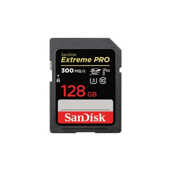 Tarjeta SD SanDisk Extreme PRO UHS-II 128GB hasta 300 MB/s de lectura y hasta 260MB/s de escritura C10, U3,V90