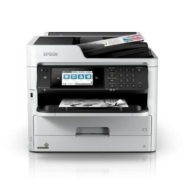 Multifuncional EPSON Monocromática de Bolsas de Tinta WorkForce Pro. Conectividad USB, Inalámbrica, Ethernet, Wifi Direct. Blanca. WF-M5799